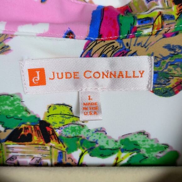JUDE CONNALLY Hadley Tunic Popover Top Multicolor Print V-Neck Women's Large - Picture 5 of 6